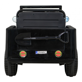 Autko Wojskowe Retro dla dzieci Czarny + Napęd 4x4 + Pilot + 2 Bagażniki + Wolny Start + MP3 LED